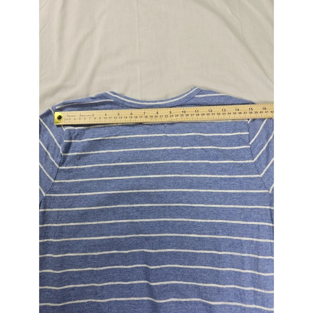 Lou & Grey Dress Womens Large Blue White Striped Linen Blend T-Shirt Casual‎
